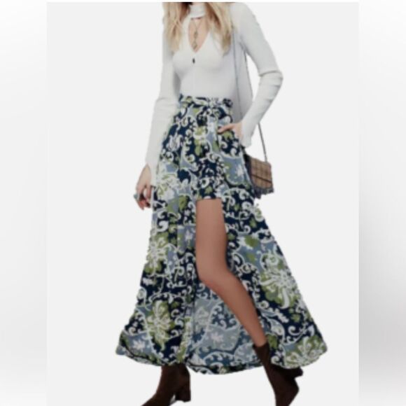 Free People Young Thing Maxi/Mini Wrap Skirt with Pockets Size 10 - Picture 2 of 8